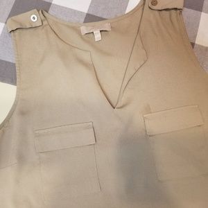 Beige Sleeveless Blouse